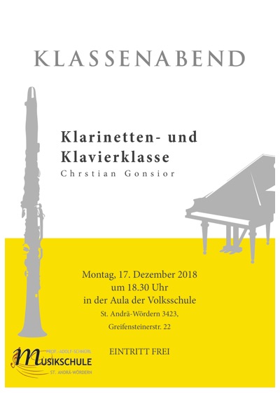 Klassenabend Klarinetten- und Klavierklasse